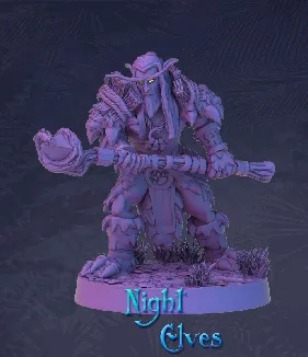 Druid Night Elf male attack posed
