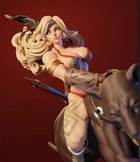 Amazon girl on tiger